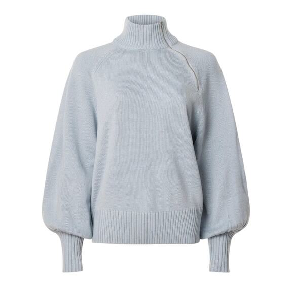 Marissa Webb Blue Turtleneck Sweater MEDIUM Balloon Sleeve Soft Oversized $270 - Picture 3 of 10